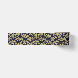 Elegant Navy Grosgrain Ribbon Spool with Gold Leaf Ripsband
