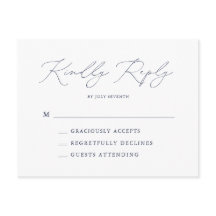Elegant Navy Modern Minimal Wedding RSVP