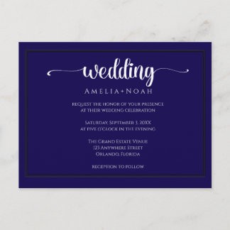  elegant navy purple wedding invitation