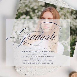 Elegant Navy Script Graduation Party