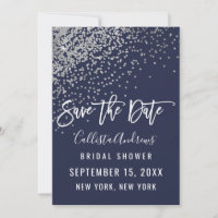 Elegant Navy Silver Glitzer Confetti Brautparty
