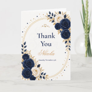 Elegant Navy Sweet 16 Dankeskarte