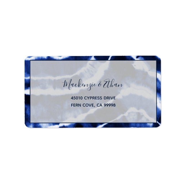 Elegant Navy Tie Dye Wedding RSVP Return Address Adressaufkleber (Vorne)