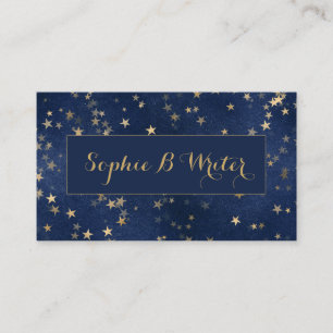 Elegant Navy und Gold Starry Authors Writers Visitenkarte