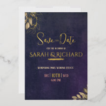 Elegant Navy Velvet Gold Foil Luxus Save the Date