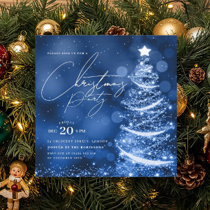 ELEGANT Navyblau Weihnachten-Christbaum-Party Einladung