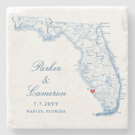 Elegant Neapel Florida Karte Wedding Keepake Steinuntersetzer