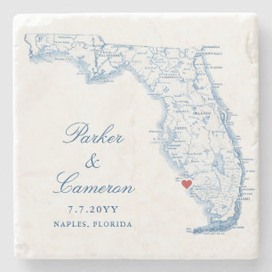Elegant Neapel Florida Karte Wedding Keepake Steinuntersetzer