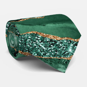 Elegant Neck Tie Agate Green Gold Emerald Marble Krawatte