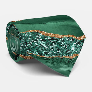 Elegant Neck Tie Agate Green Gold Glitzer Marmor Krawatte
