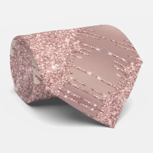 Elegant Neck Tie - Rose Gold Blush Glitzer Tropfen Krawatte