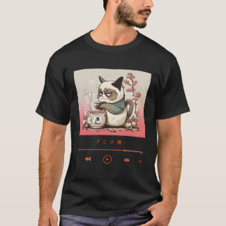 Elegant Neko in Japanisch Kimono T-Shirt