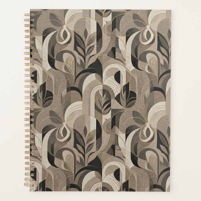 Elegant Neutral Abstract Geometric Notebook  Planer (Vorderseite)