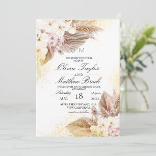 Elegant Neutral Boho Pampas Wedding Einladung