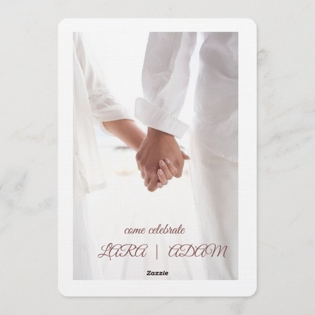 Elegant Neutral Floral Wedding Invitation Einladung (Rückseite)
