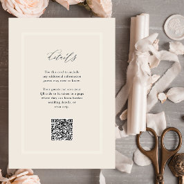 Elegant Neutral Modern Wedding Details QR Code Begleitkarte