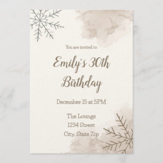 Elegant Neutral Winter 30th Birthday Invitation Einladung