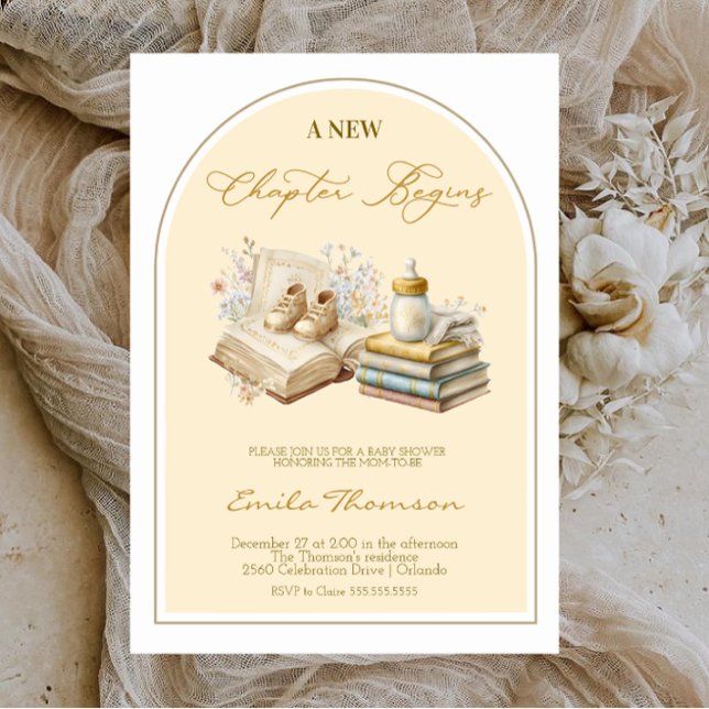 Elegant New Chapter Begins Baby shower  Einladung (Von Creator hochgeladen)