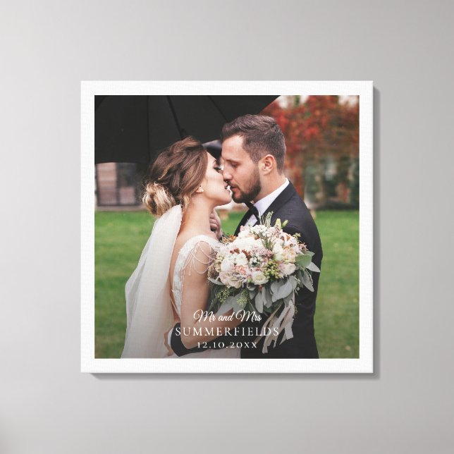 Elegant New Couple Wedding Foto Monogram Leinwanddruck (Vorderseite)