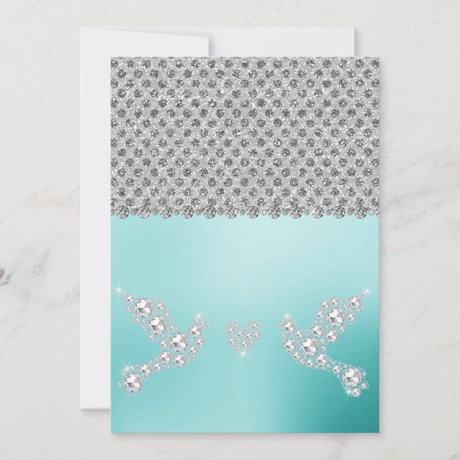 ELEGANT New Kristall Diamond Hochzeitsgrün Einladung (Vorderseite)