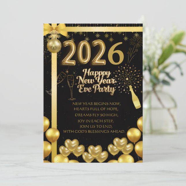 Elegant New Year Eve Party Invitation Card (Debout devant)