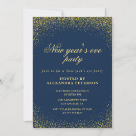 Elegant New Year's eve Einladung Gold Navy Glam