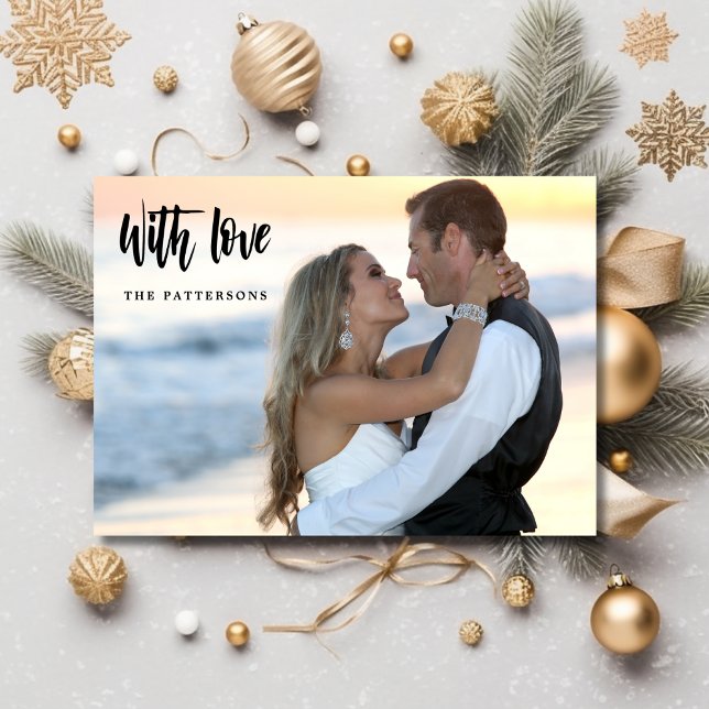 Elegant Newlywed First Christmas Foto Feiertagskarte (Von Creator hochgeladen)