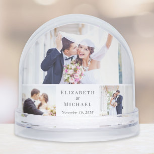 Elegant Newlywed Foto Collage Snow Globe Schneekugeln