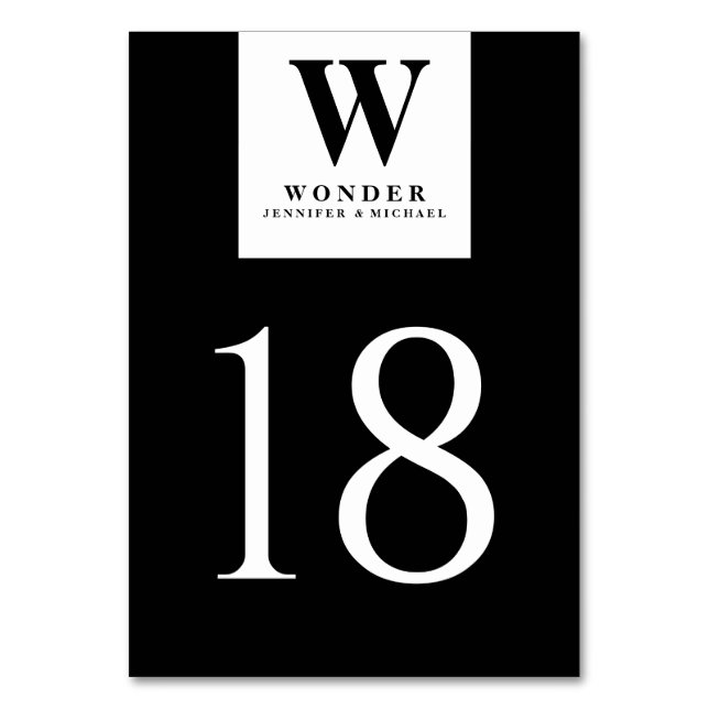 Elegant Newlywed Monogram Seating Tischnummer (Vorderseite)