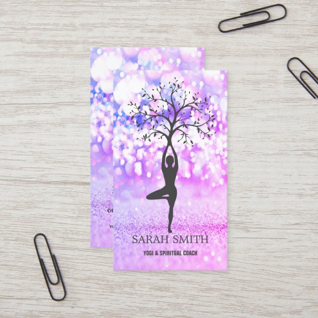Elegant Niedlich Elegant Bokeh Diamonds Yoga Visitenkarte (Vorderseite/Rückseite Beispiel)