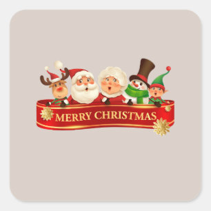 Elegant Niedlich frohe Weihnachten, glückliches Ne Quadratischer Aufkleber