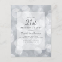 Elegant Niedlich Glittery Silver Bokeh 21. Geburts