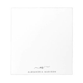 Elegant Niedlich Stylish Girly Script Monogram Ini Notizblock