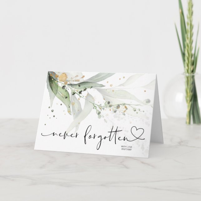 Elegant Niemals vergessen Condolence Beileid Traue Karte (Vorderseite)