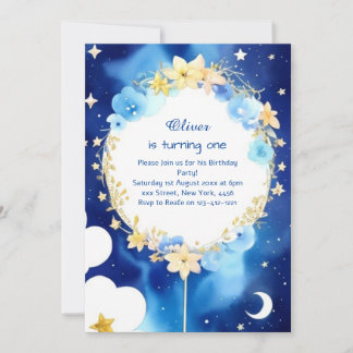 Elegant Nightsky Astro Adventure Geburtstag Einladung