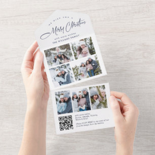 Élégant Noël 7 Photo Greeting QR Carte de vacances