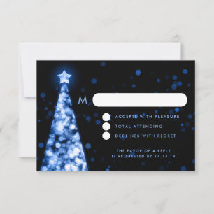 Élégant Noël Festif Mariage RSVP Bleu
