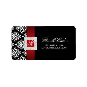 Élégant Noël Mariage Étiquette Bijoux Rouge Noir B