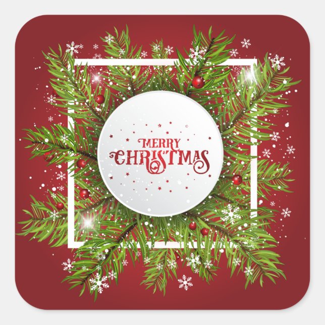Élégant Noël Rouge | Sticker (Devant)