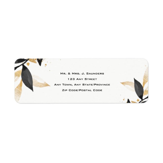 Élégant noir avec Étiquette Mariage or (Devant)