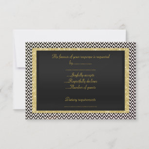 ELEGANT noir blanc Chevron RSVP