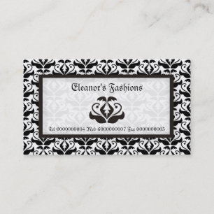 Elégant noir blanc damassé cartes de visite de mod