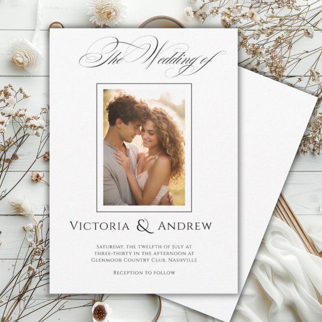 Elégant noir & blanc Faire-part de mariage & photo (Créateur téléchargé)