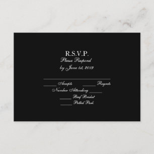 Elégant Noir & Blanc Formal Wedding Cartes RSVP