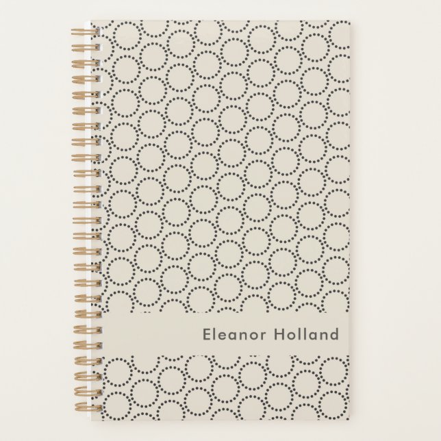 Élégant noir blanc Mid-Century moderne Nom personn (Devant)