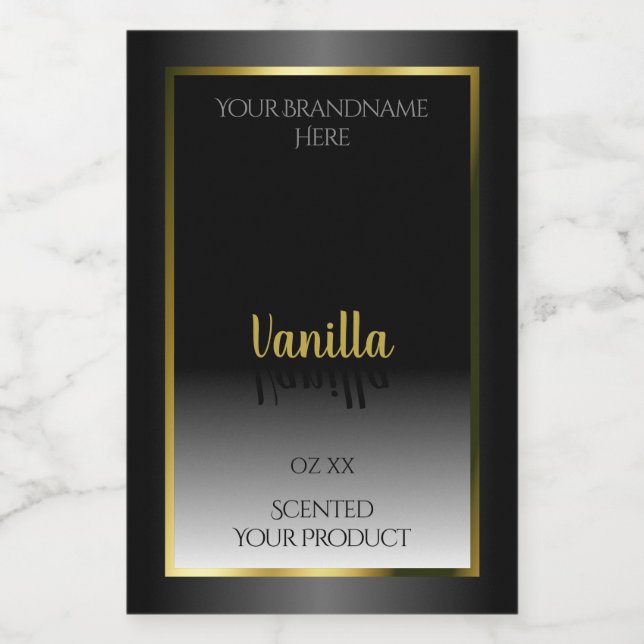 Elégant noir blanc Ombre produit Étiquette Gold Fr (Étiquettes simples)
