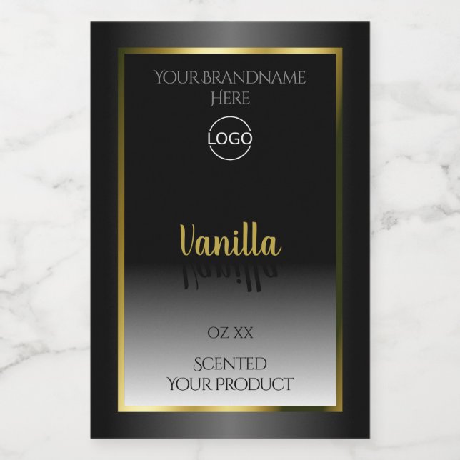 Élégant noir blanc produit Étiquette Gold Frame Lo (Étiquettes simples)