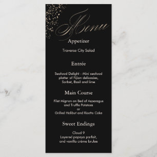 Elégant noir calligraphie Faux Gold Script Menu