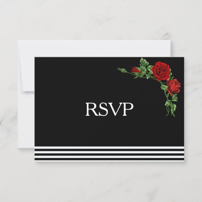 Elégant noir et blanc avec Rose rouge RSVP (Devant)