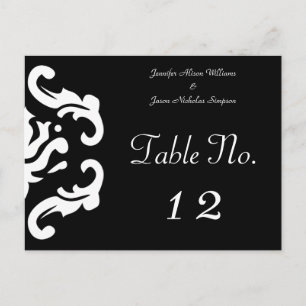 Élégant noir et blanc Damas Numéro de table person